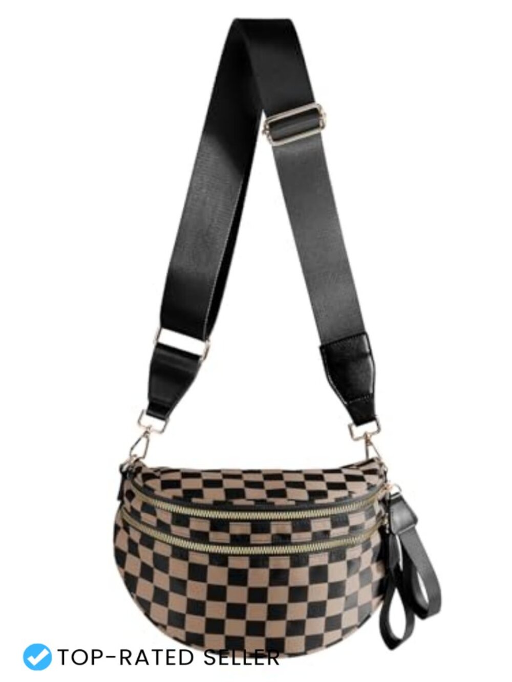 Checkered Crossbody Bag Fanny Pack Belt Bag Polyester Adjustable Strap Women